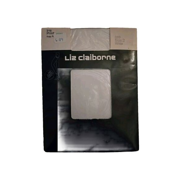 Liz Claiborne Pantyhose Style 083 White Iris Print Size 2 5 5"-5 9" Hand Wash - Picture 1 of 5